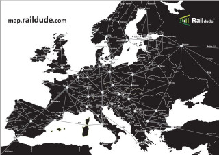Europe map major cities roads - international typographic style free wallpaper