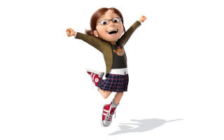 Cartoon girl jumping arms outstretched - figurativism free wallpaper
