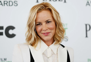 Blonde woman white shirt black 3 - facial feature free wallpaper