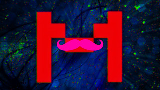 Pink mustache blue background red - cristache gheorghiu free wallpaper