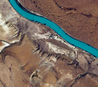 River desert riverbed mountain blue - free landscape wallpaper