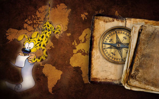 Cartoon character pointing map compass - cedric seaut keos masons free wallpaper