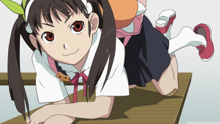 Girl school uniform table cat - context art free wallpaper