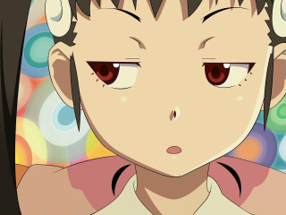 Girl red eyes ponytail horns - look free wallpaper