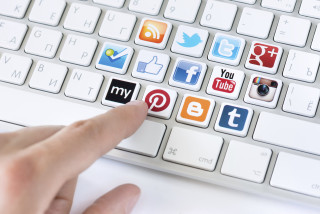 Person pressing button keyboard social - professional digital art free wallpaper