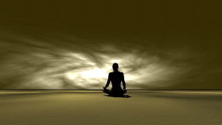 Meditation desert sky person sitting - liminal free wallpaper