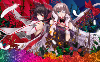 Anime girls long hair white 4 - the other holding free wallpaper