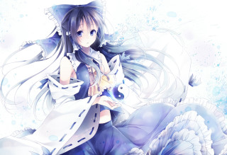 Anime girl long hair white - a white dress holding free wallpaper