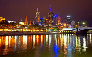 City skyline night bridge lights 4 - australian tonalism free wallpaper for desktop