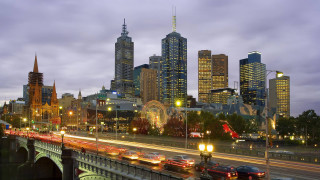 City skyline bridge night lights 2 - a cloudy sky free wallpaper
