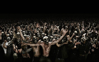 Group skulls arms air faces - their face free wallpaper