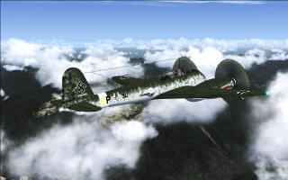 Green airplane flying sky clouds - a person free wallpaper for desktop