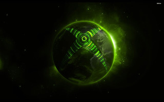 Green planet spiral design dark - halo free wallpaper