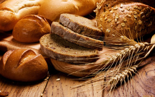 Breads loaves table wooden spoon - superflat free wallpaper