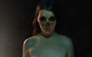 Gothic skeleton makeup necklace dark - her neck and chest free wallpaper