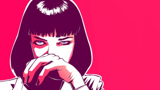 Woman blackhair whiteShirt mouthepose popart - a pop art painting free wallpaper
