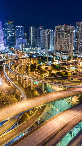 City night freeway bridge overpass - a city free wallpaper