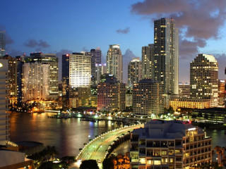 City skyline night river bridge 30 - a bridge crossing over free wallpaper