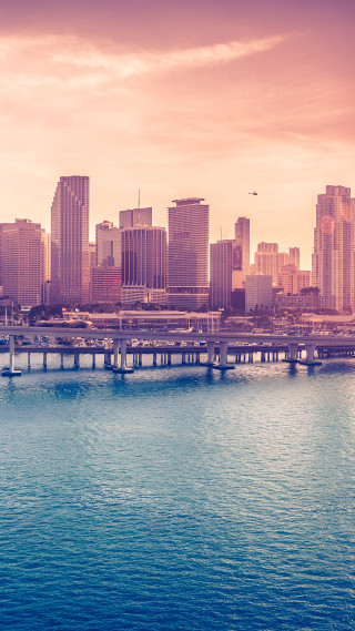 City skyline bridge water boat - the water below free wallpaper