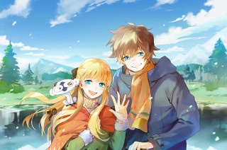 Anime couple lake forest panda - his shoulder free wallpaper