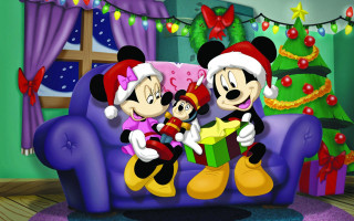 Mickey mouse couple couch christmas 2 - naive art free wallpaper for desktop
