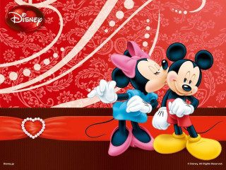 Mickey minnie kissing red background 2 - a picture free wallpaper