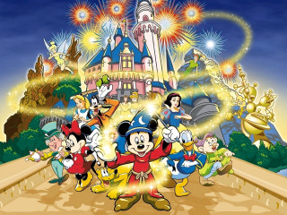 Mickey mouse friends castle fireworks - firework free wallpaper