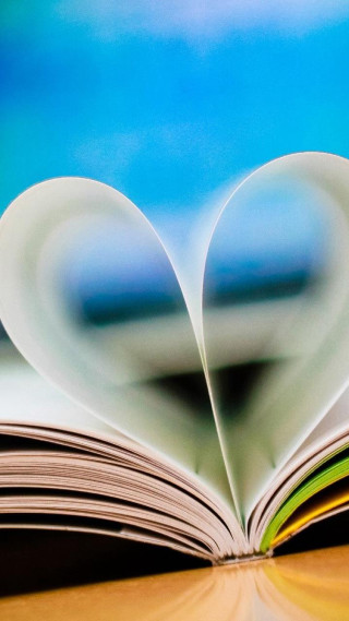 Book heart pages blue sky - a book free wallpaper