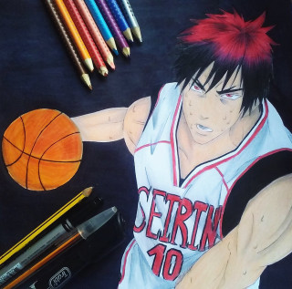 Basketball player red mohawk drawing - eizan kikukawa free wallpaper