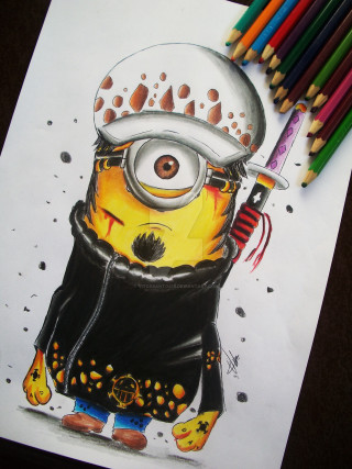 Minion hat knife colored pencils - anime art free wallpaper