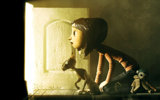 Child looking stuffed animal doorway - a child free wallpaper