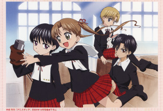 Girls school uniforms gun man - a picture together free wallpaper