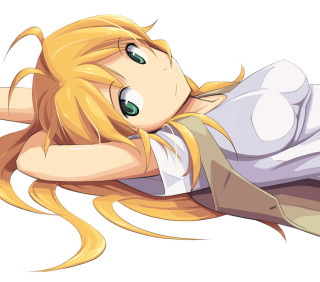 Woman laying ground arms behind - superflat free wallpaper