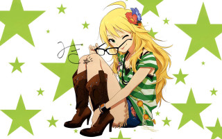 Girl sitting ground legs crossed 5 - a pair of glasses free wallpaper