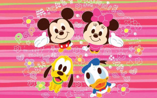 Cartoon couple pink green stripes - a couple of cartoon characters free wallpaper