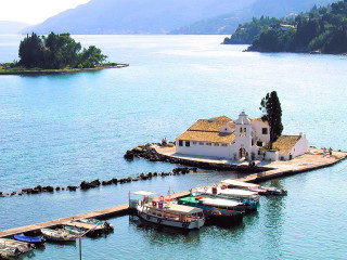 Small island church boats dock - the water near a dock free wallpaper