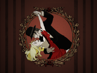 Man woman dancing circle red - an art deco painting free wallpaper