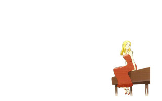 Woman red dress piano smile - a piano free wallpaper