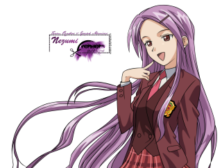 Anime girl purple hair school 3 - her shoulder free wallpaper
