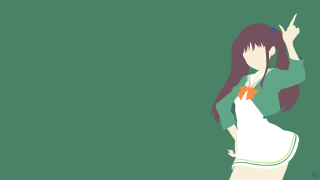 Woman white dress pointing green - minimalism free wallpaper