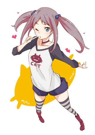 Pink hair girl yellow object - a yellow object free wallpaper