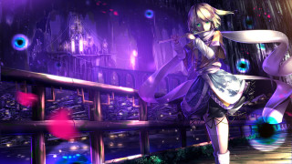 Girl dress walking bridge sword - fantasy art free wallpaper