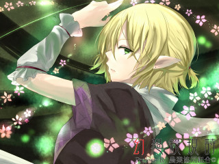 Blonde green eyed anime girl - background free wallpaper