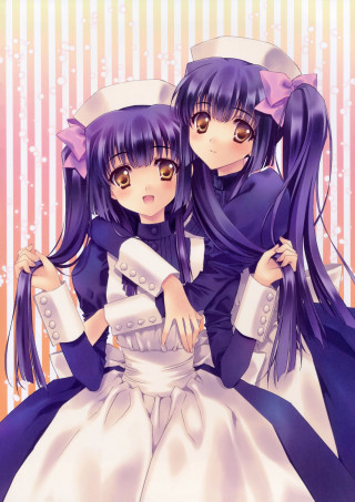 Anime girls white blue dress - her shoulder free wallpaper