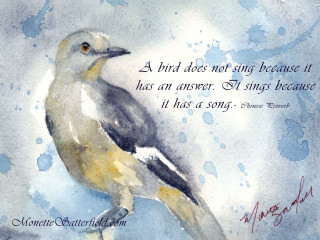 Bird branch quote blue watercolor - watercolor free wallpaper