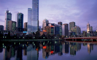 City skyline bridge river dusk 2 - andrew law free wallpaper