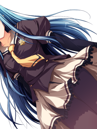 Woman blue hair black jacket - her back free wallpaper