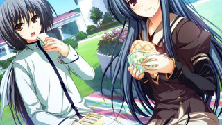 Anime girls long hair outside - outside free wallpaper