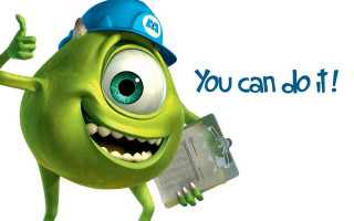 Green monster blue hat thumbs - a green monster free wallpaper