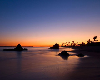 Sunset beach rocks palm trees - the water and palm trees free wallpaper